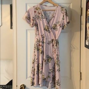Floral Pink Striped Dress